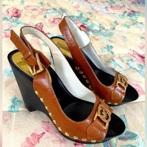 Michael Kors Brown Wedge Sandals